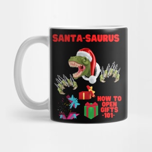 Santa Saurus, How To Open Gifts 101, Tree Rex, Tree Rex Christmas, Dinosaur Christmas, Christmas Dinosaur, Dinosaur Lover, Dinosaur Gift Idea, T Rex Christmas, Mug